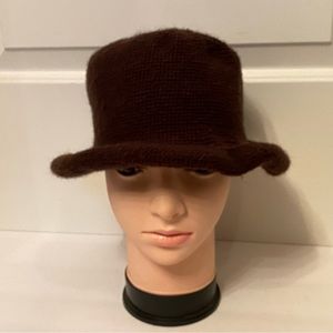 WOODEN SHIPS OF HOBOKEN HAT BROWN HANDMADE KNIT ROLLED BRIM 22”